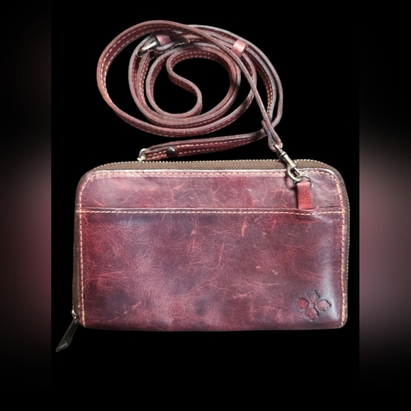 Patrisha Nash Studded Burgundy Leather Crossbody Bag - Picture 2 of 5